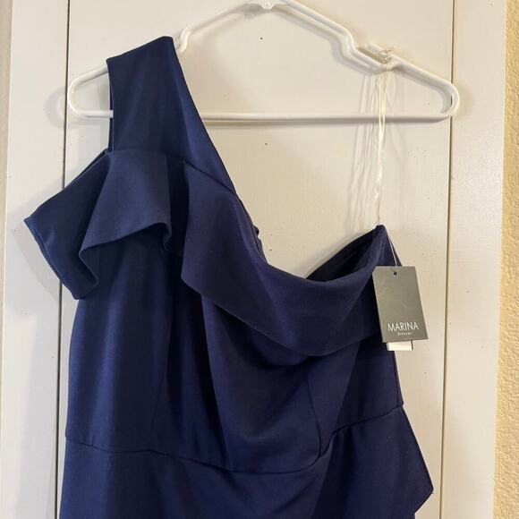 NWT Marina One Navy Blue Shoulder Jumpsuit Size 12 Made in USA - Picture 6 of 11